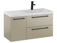 Szafki łazienkowe - Szafka Wisząca Z Umywalką RON 90 cm D Prawa - Cappuccino Mat - Uchwyty Czarne Matowe - miniaturka - grafika 1