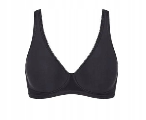 SLOGGI CZARNY MIĘKKI BAWEŁNIANY BIUSTONOSZ Z DELIKATNĄ LAMÓWKĄ 75C J7A