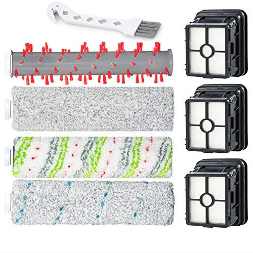 SKROS 2554A zestaw zamienny wałka szczotkowego i filtra kompatybilny z odkurzaczem Bissell CrossWave Cordless Max 2554A, 2590, 2593 i 2596 wszystko w jednym odkurzaczu na sucho (4 rolki szczotki + 3