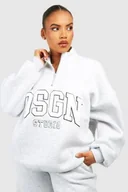 Bluzy damskie - Bluza damska z kapturem szara rozmiar LC - miniaturka - grafika 1