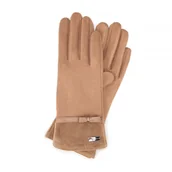 Rękawiczki - Damskie rękawiczki z paskiem i kokardą brązowe - miniaturka - grafika 1