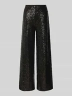 Spodnie damskie - Spodnie materiałowe o szerokim kroju z cekinowym obszyciem na całej powierzchni model ‘Fauca’ - miniaturka - grafika 1
