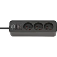 Przedłużacze i rozgałęźniki - Brennenstuhl Ecolor 1153234000 / 3-gniazda z wyłącznikiem i kablem 1,5m, czarny - miniaturka - grafika 1
