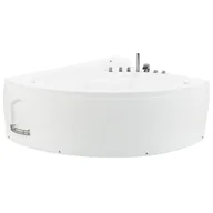 Wanny z hydromasażem - Wanna narożna LED z hydromasażem 165 x 148 cm biała PELICAN - miniaturka - grafika 1