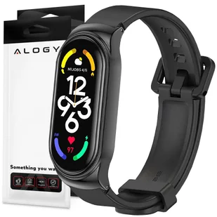 Alogy Pasek silikonowy z zapięciem opaska do Xiaomi Mi Band 7 Black - Akcesoria do smartwatchy - miniaturka - grafika 1