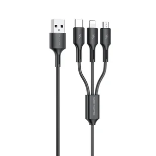 WK Design kabel 3w1 do szybkiego ładowania USB - USB Typ C/ Lightning/ micro USB 3A 1,2m czarny (WDC-137th) - Kable USB - miniaturka - grafika 1