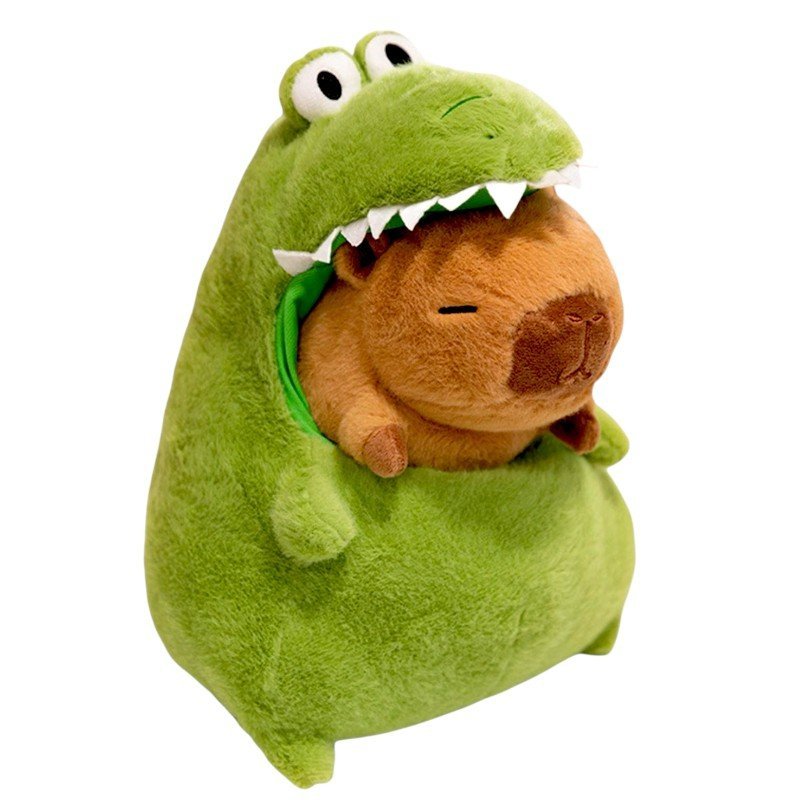 Pluszowa Kapibara w Stroju Dinozaura Maskotka Prezent Przytulanka 35cm