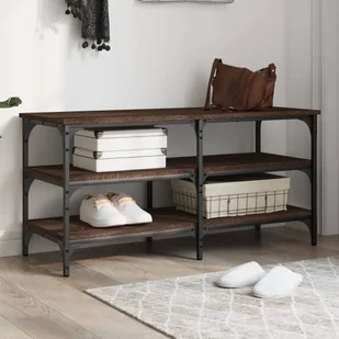 Ławka na buty Brązowy dąb 100x38,5x49 cm Materiał drewnopochodny - Szafki na buty - miniaturka - grafika 1