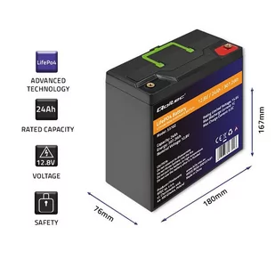 Qoltec Akumulator LiFePO4 Litowo-Żelazowo-Fosforanowy | 12.8V | 24Ah | 307.2Wh | BMS - Akumulatory ogólnego zastosowania - miniaturka - grafika 4
