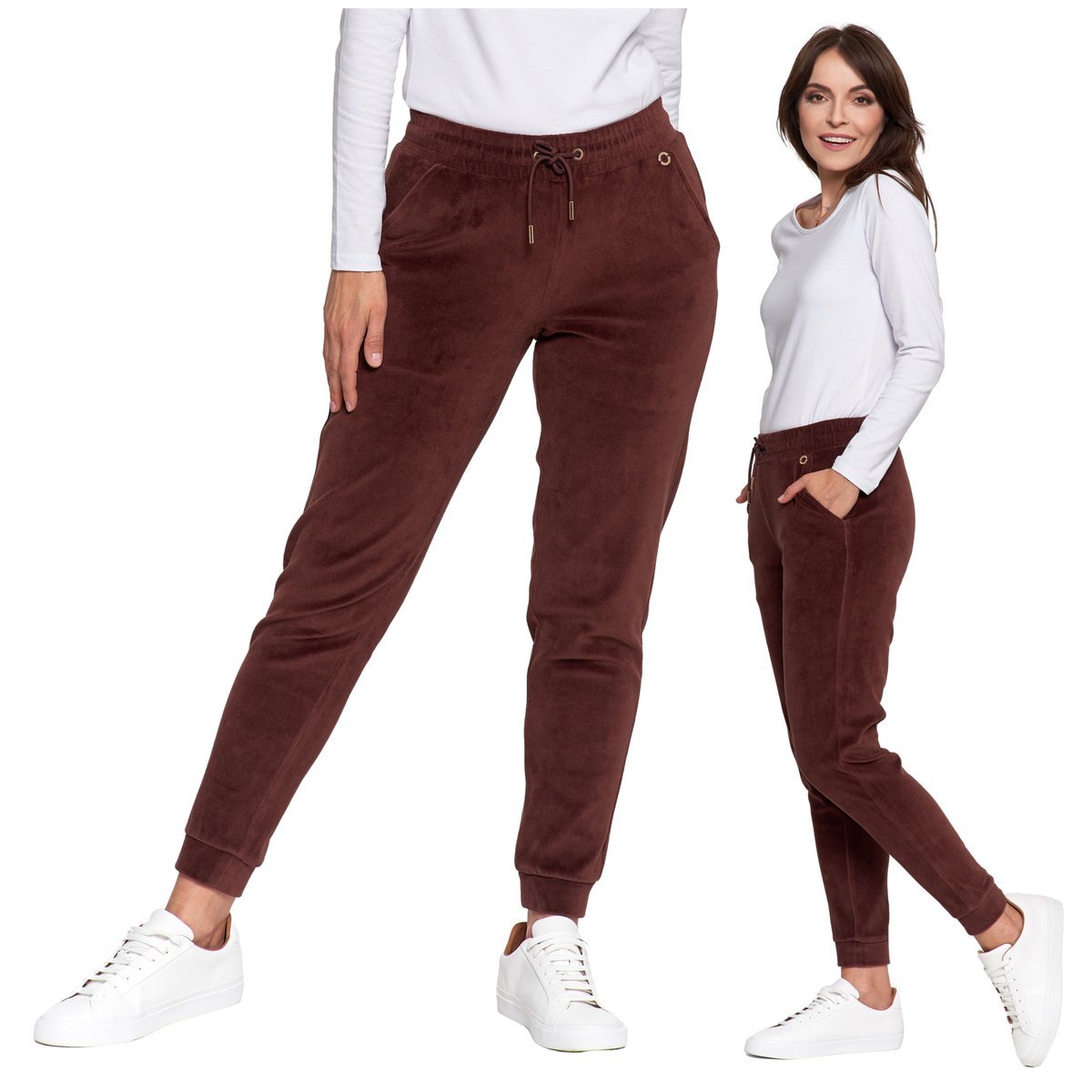 WYGODNE SPODNIE DAMSKIE DRESOWE WELUROWE WYSOKI STAN STYLOWE MORAJ XL