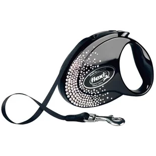 Smycz FLEXI Splash Crystal M (5 m - 25 kg) Czarny - Smycze dla psów - miniaturka - grafika 1