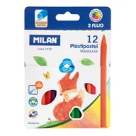 Przybory szkolne - Kredki świecowe Pastipastel trójkątne 12 kol MILAN - miniaturka - grafika 1