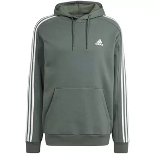 Bluza męska adidas Essentials Fleece 3-Stripes Hoodie zielona IX2366 M - Bluzy męskie - miniaturka - grafika 1