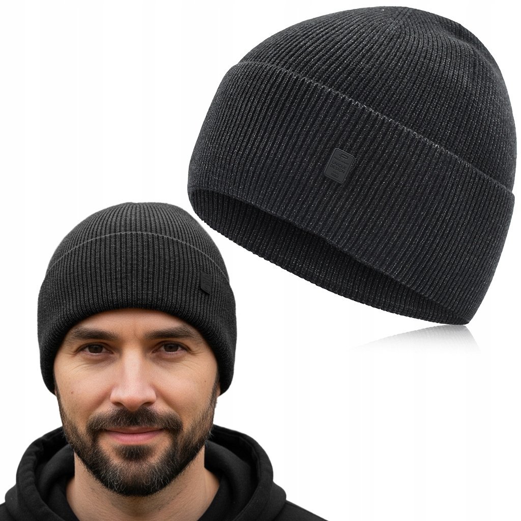CZAPKA Męska ZIMOWA Elastyczna z Wiskozą Wygodna GRAFITOWA Pako Jeans
