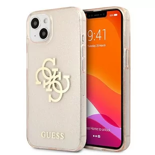 Guess Glitter 4G Big Logo - Etui iPhone 13 mini złoty GUHCP13SPCUGL4GGO - Etui i futerały do telefonów - miniaturka - grafika 1