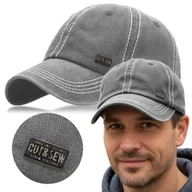 Czapki damskie - Czapka z Daszkiem Bejsbolówka Męska Bawełniana Szara Vintage Pako Jeans - miniaturka - grafika 1