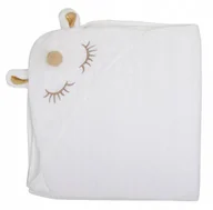 Okrycia kąpielowe dla dzieci - Biały ręcznik 75x75 cm z kapturkiem z motywem jednorożca - miniaturka - grafika 1