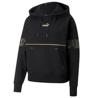 Bluzy sportowe damskie - Bluza Puma Power Deco Glam Hoodie 67175601 - czarna - miniaturka - grafika 1