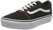 Buty dla dziewczynek - Vans Dziewczęce Ward Platform Canvas, Sneakersy, Canvas Black White, 34.5 EU - miniaturka - grafika 1