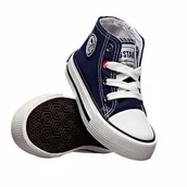 Buty dla dziewczynek - Trampki dziecięce BIG STAR HH374189 granatowe - miniaturka - grafika 1