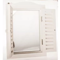 Dekoracje domu - Lustro wiszące z okiennicami Vintage, biała patyna, 30 x 45 x 3 cm - miniaturka - grafika 1