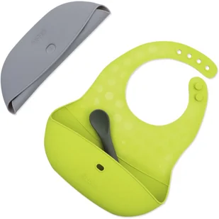 BBLÜV Pöket śliniak z łyżeczką Grey/Lime 2 szt. - Śliniaki i fartuszki - miniaturka - grafika 1