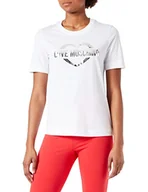 Koszulki i topy damskie - Love Moschino Damska koszulka z nadrukiem serca w srebrnej folii, Optyczny biały, 38 - miniaturka - grafika 1