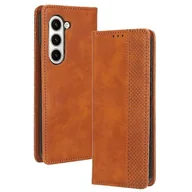 Etui i futerały do telefonów - Kompatybilny z Samsung Galaxy Z Fold5 5G Retro PU Skórzane etui na telefon Magnetyczny stojak zamykający Pokrowiec na telefon Brown - miniaturka - grafika 1