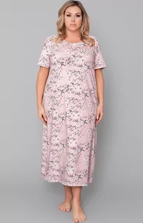Piżamy damskie - Italian Fashion Garden koszula nocna damska kr.ręk., Kolor różowy-wzór, Rozmiar 2XL, - grafika 1