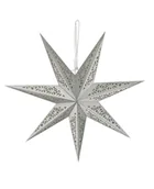 Ozdoby bożonarodzeniowe - GWIAZDA ŚWIETLNA WISZĄCA LAMPKA WITRAŻ MIENIĄCA SREBRNA 75 CM BROKAT WZ4 - miniaturka - grafika 1