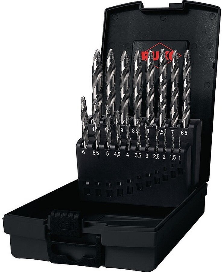 RUKO 19-piece drill set HSS-G