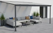 Kratki i pergole - LANITPLAST pergola aluminiowa WALL 33 antracyt + przezroczysty PC - miniaturka - grafika 1