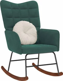 vidaXL Fotel bujany, ciemnozielony, tapicerowany aksamitem - Fotele - miniaturka - grafika 1