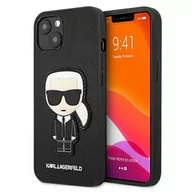 Etui i futerały do telefonów - Karl Lagerfeld KLHCP13SOKPK iPhone 13 mini 5,4" czarny/black hardcase Saffiano Ikonik Karl s Patch KF000787 - miniaturka - grafika 1