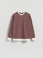 Koszulki męskie - Reserved - Bawełniany longsleeve w paski - brązowy - miniaturka - grafika 1