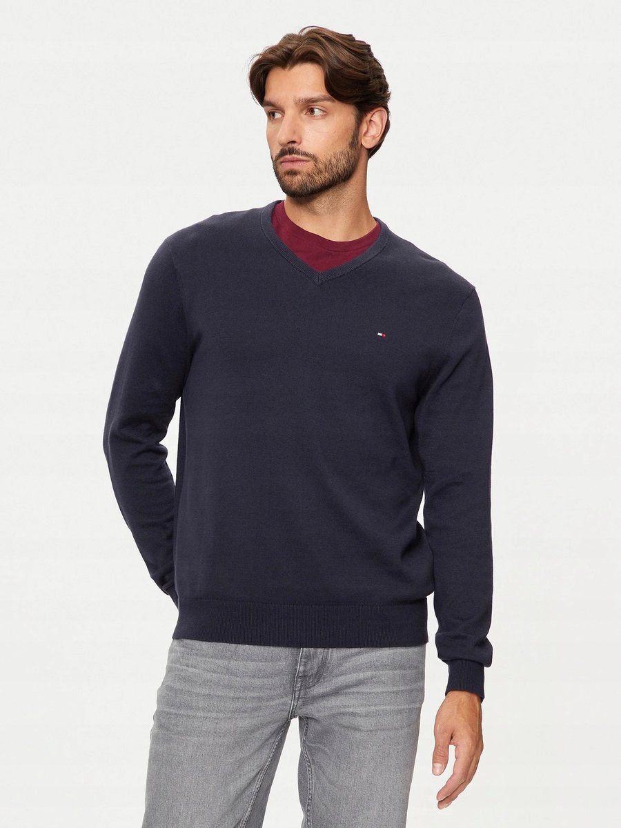 TOMMY HILFIGER MĘSKI SWETER GRANATOWY BAWEŁNIANY XL XTA