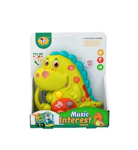 Dromader, Pianinko dinozaur z dźwiękiem na baterie - Zabawki interaktywne dla dzieci - miniaturka - grafika 1