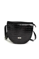 Torebki damskie - Czarna listonoszka półksiężyc krokodyl - miniaturka - grafika 1