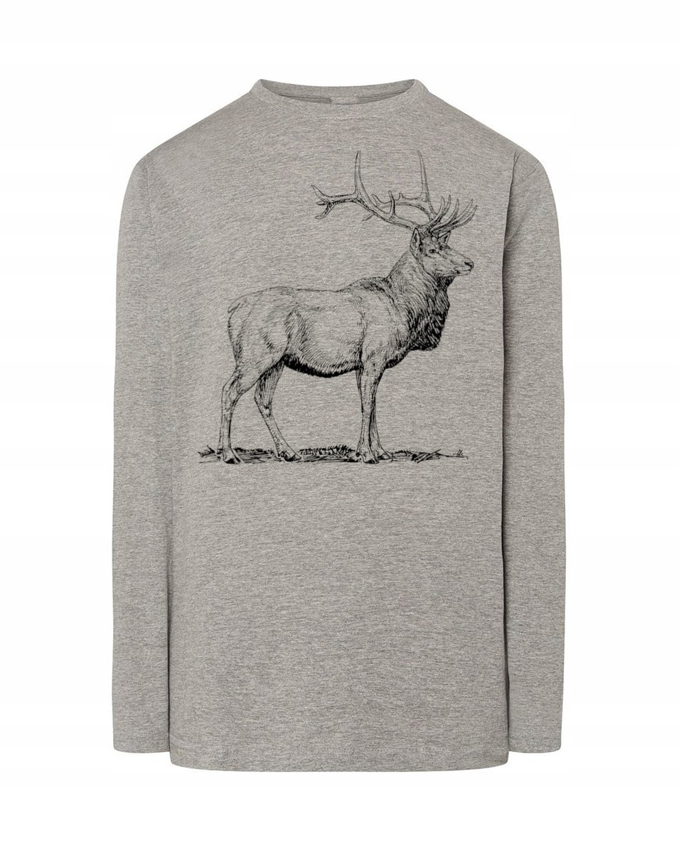 Longsleeve męski FAJNY nadruk JELEŃ r.XL