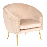 Fotele - Beżowy welurowy fotel wypoczynkowy glamour - Ulmo - miniaturka - grafika 1