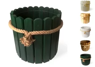 Doniczka 30cm z liną okrągła zielona - Donice - miniaturka - grafika 1