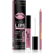 Szminki - Eveline OH! My Lips, pomadka w płynie + konturówka 03 Rose Nude - miniaturka - grafika 1