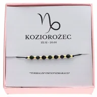 Bransoletki - ZŁOTA bransoletka znak zodiaku KOZIOROŻEC kamienie naturalne srebro 925 - miniaturka - grafika 1