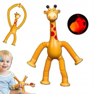 Figurki dla dzieci - FIGURKA SPRĘŻYNOWA TELESKOPOWA PRZYSSAWKA ŻYRAFA POMARAŃCZOWY - miniaturka - grafika 1