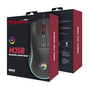 Marvo Mysz M358, 7200DPI, optyczna, 7kl., przewodowa USB, czarna, do gry, podświetlona - Myszki - miniaturka - grafika 8