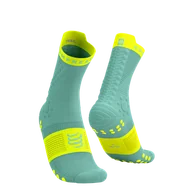 Skarpetki sportowe męskie - COMPRESSPORT Skarpetki do biegania trailowe ProRacing Socks V4 Trail shell blue/safety yellow - miniaturka - grafika 1