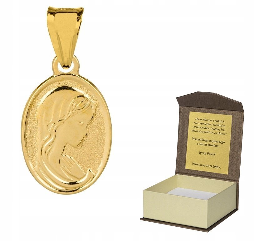 Złoty medalik MADONNA srebro pozłacane M21