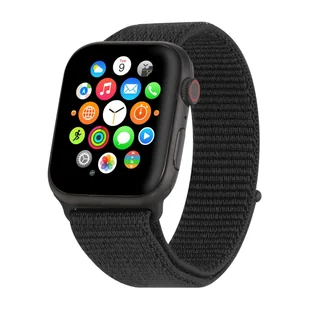 Nylonowy pasek do Apple Watch Series 4 40 mm w kolorze czarnym, regulowany, elastyczny pasek sportowy z tkaniny, odpowiedni do zegarka iWatch - Akcesoria do smartwatchy - miniaturka - grafika 1