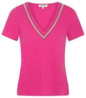 Koszulki i topy damskie - Morgan Damska koszulka z krótkim rękawem z detalami Biżuteria Sukienka Ciemnoróżowa TL, Piwonia, L - miniaturka - grafika 1