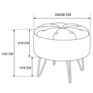 Pufa pikowana z pojemnikiem welurowa CARO Czarna - Pufy i podnóżki - miniaturka - grafika 3
